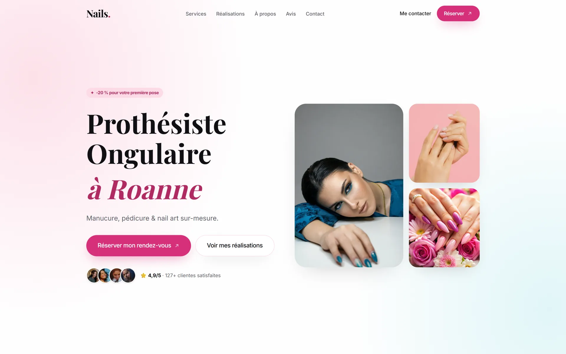 Concept de site vitrine pour une prothésiste ongulaire conçu par MLD Studio