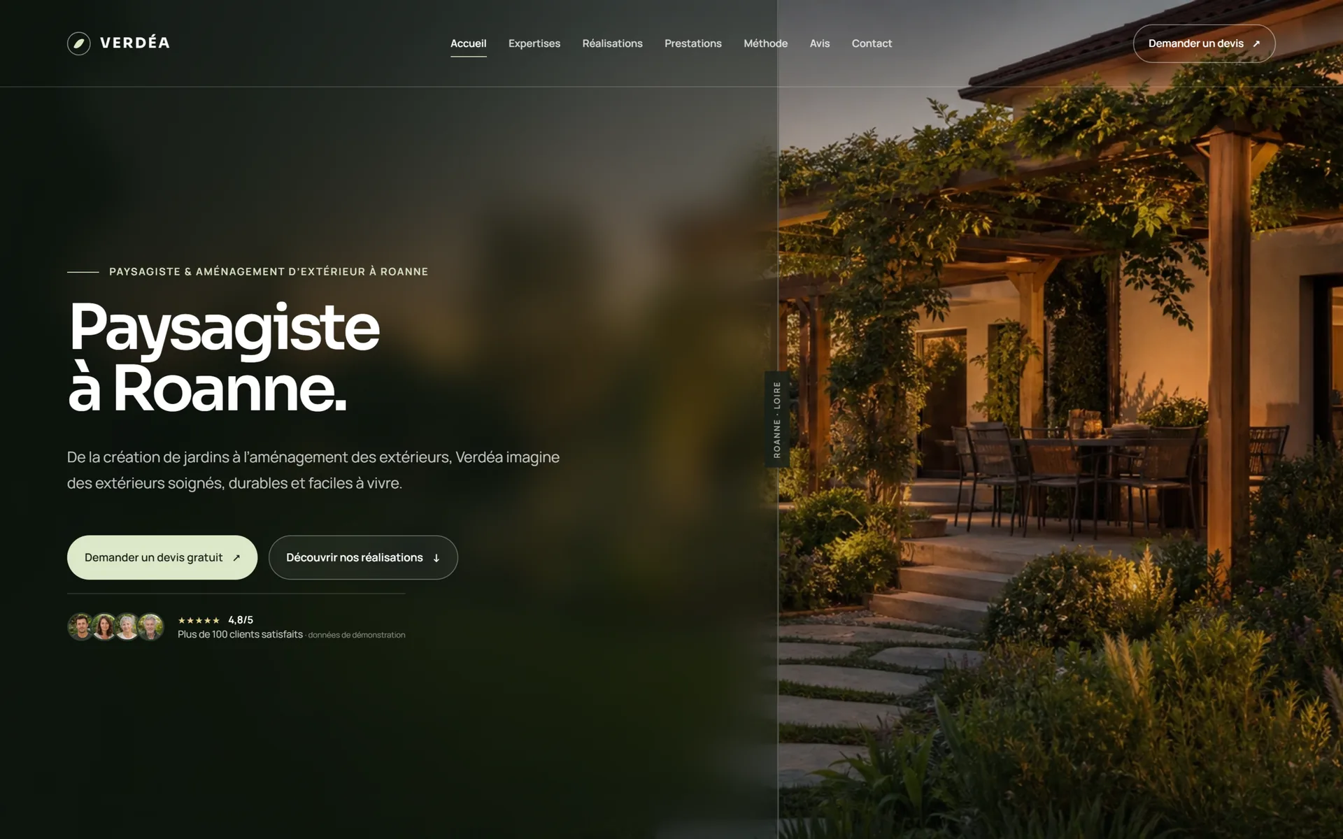 Concept de site vitrine pour un paysagiste conçu par MLD Studio